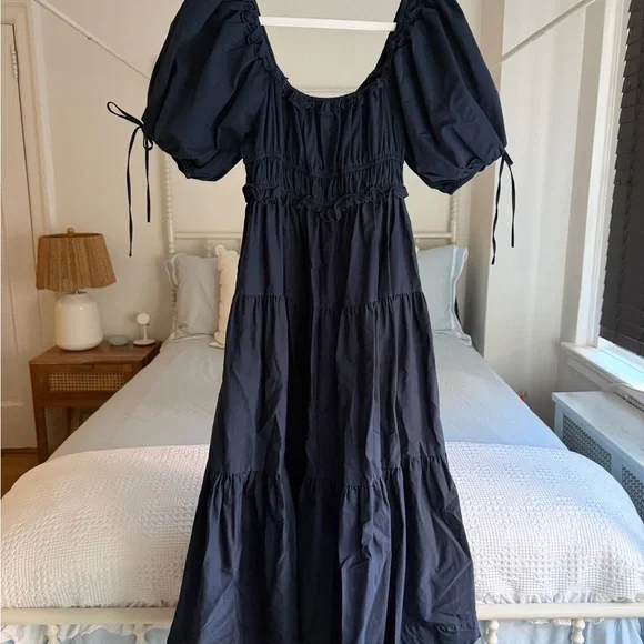 En Saison Navy Puff Sleeve Dress - Picture 2 of 3